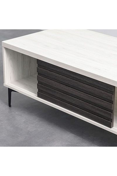 Danube Home Nicosia Coffee Table with Storage  L120xW60xH45.5cm - White Oak/Black