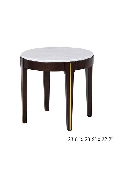 Danube Home Cody End Table L60xW60xH56.5cm - White Marble / Dark Oak
