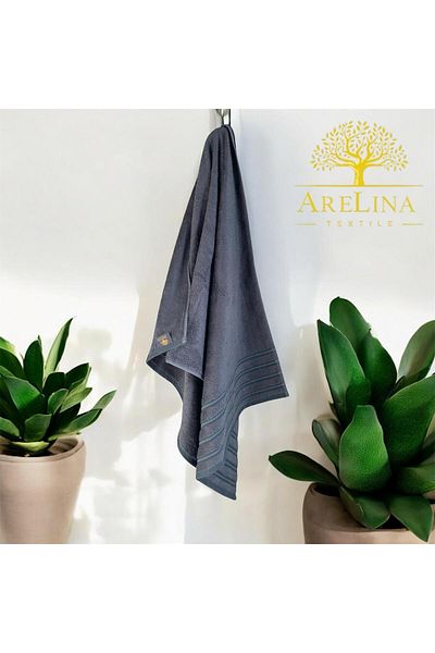 Arelina Textile Bamboo Cloudy Line Anthracite 50x90 Bath Towel