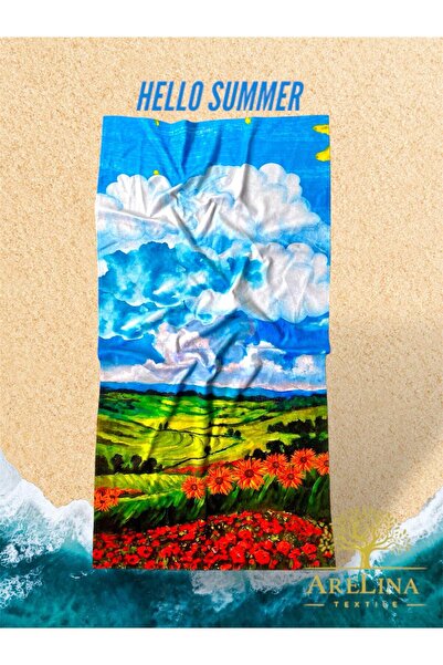 Arelina Textile ARELİNA TEXTİLE Tasarım Plaj Havlu 75x150 HELLO SUMMER