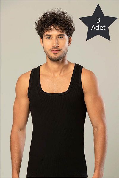 ERDEM İÇ GİYİM 3 Pack Erdem Men's Camisole Corded Tank Top
