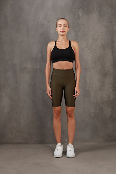 Miss Prova Блискучі дискотечні трикотажні шорти з високою талією / байкерські...