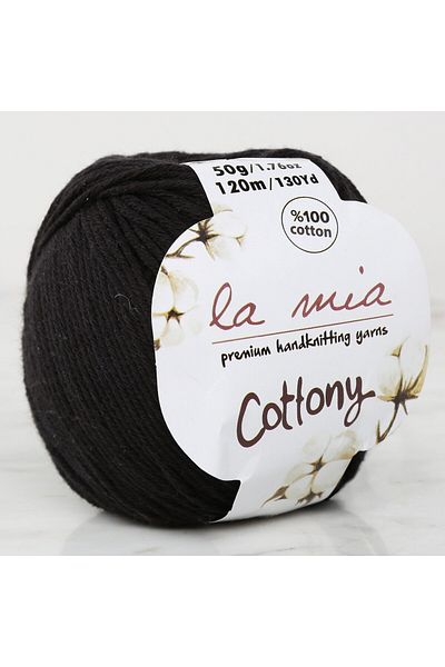 Hangora La Mia Cottony Black Baby Hand Knitting Lanyard - P21 - 33556