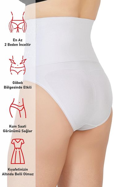 Emay Corset alb MI 2090 cu dantelă în față cu talie înaltă