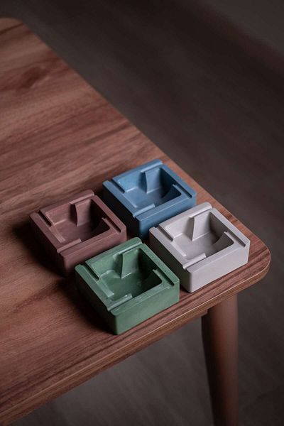 TABART "Maze" Decorative Minimal Concrete Ashtray - Set of 4