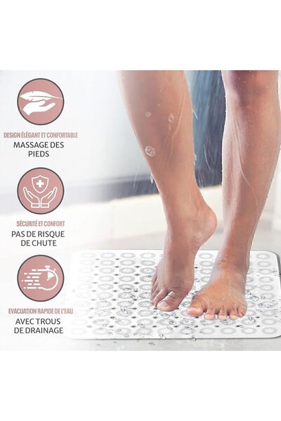 MAİN SHOP 2 non-slip shower cabin bath and shower mat square with massage suction cups 54 x 54 cm m-150