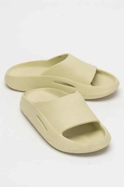 Liger Unisex High Sole Single Strap Beach Slippers Green