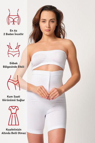 Emay Λευκός κορσές Mi 2087 Front Graphic Leg Corset