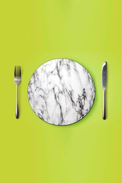 Saban Vitrina din sticlă cu model de marmură albă, cu diametrul de 27 cm, Supla de serviciu american