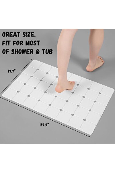 MAİN SHOP 2 Pieces Bathtub and Shower Mat with Suction Cups Non-Slip Silicone Odorless Bath Mat 45 X 70 cm M-161