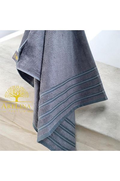 Arelina Textile Bamboo Cloudy Line Anthracite 50x90 Bath Towel