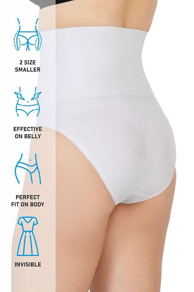 Emay Corset alb MI 2090 cu dantelă în față cu talie înaltă