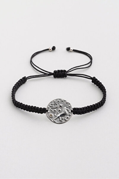 So CHIC... Aslan Burcu 18 Ayar Beyaz Altın Kaplama Ayarlanabilir Erkek Gümüş Bileklik