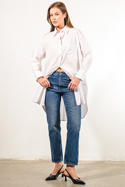 GÖMLEX قميص طويل من القماش القطني على شكل حرف O