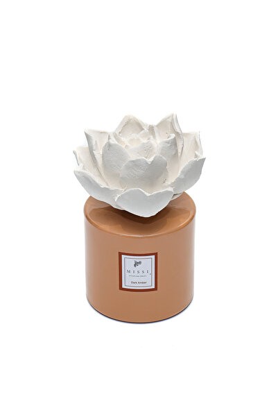 Missi 500 ml Vizon Parlak Şişe Şakayık Seramik Taşlı Dark Amber Oda Kokusu