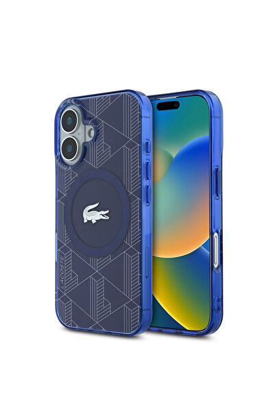 Lacoste iPhone 16 Kılıf Lacoste Lisanslı Magsafe Uyumlu IML Baskılı Timsah Lo...