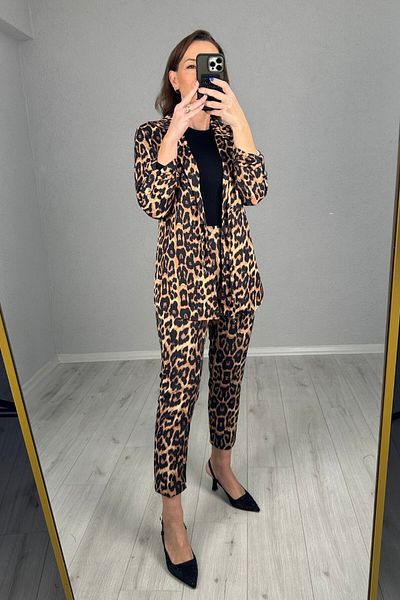lady special Leopard Jacket Pants Set