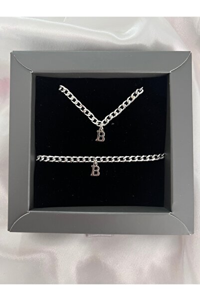 carrot silver Harfli Gurmet Kolye ve Bileklik Seti-925 Ayar Gümüş Unısex