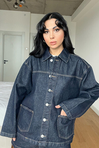 Seda Yalçın Atelier Темно-синя джинсова куртка з кишенями