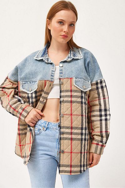 CALİENTE Jachetă matlasată cu model denim de sus Mink
