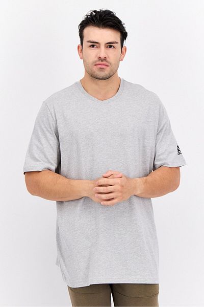 adidas Men Sportswear Fit Short Sleeve Training T-Shirts, Grey Heather