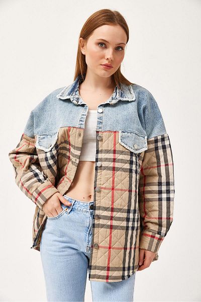 CALİENTE Jachetă matlasată cu model denim de sus Mink