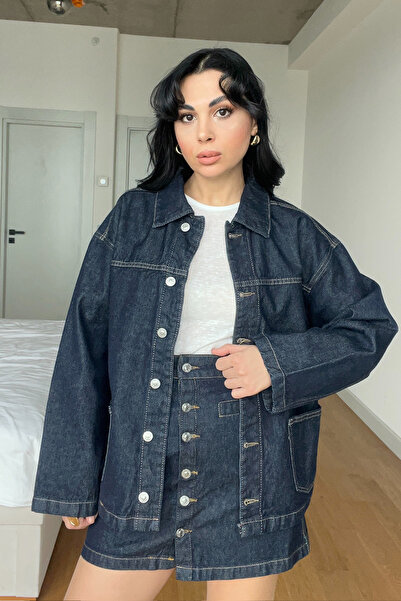 Seda Yalçın Atelier Темно-синя джинсова куртка з кишенями