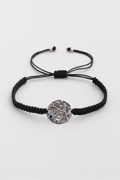 So CHIC... Başak Burcu 18 Ayar Beyaz Altın Kaplama Ayarlanabilir Erkek Gümüş Bileklik