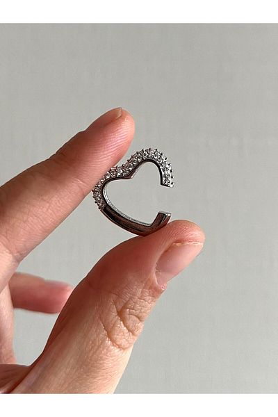 Modadiro Compression Cartilage Earring Stoned Heart Earcuff