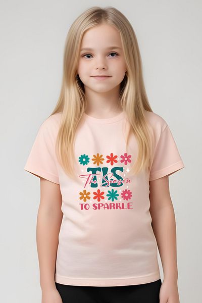 panios kids Pink Printed Girl's T-Shirt and Sweatpants Set