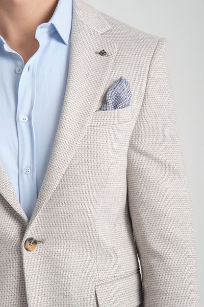 Frappoli Ανδρικό μπουφάν Jacquard με μοτίβο 360 ελαστικό σε όλες τις κατευθύνσεις Slim Fit Mono Lapel Blazer
