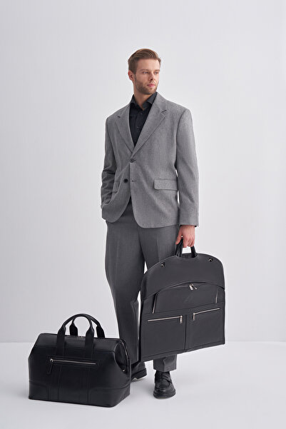 Eminsa Siyah Floter Deri Seyahat Takım Elbise Çantası