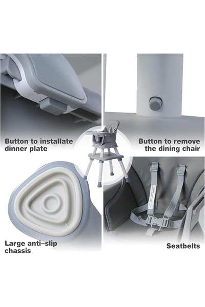 MAAS 6 in 1 Detachable High Chair with Table, Drawing Board, 5 Point Safety Harness and Removable Tray