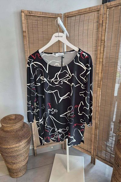 Hanezza Tricotaj cu decolteu cu model geometric, mărimi 44-50 - bluză sport roșu și alb