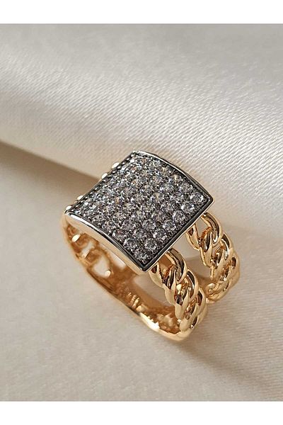 ZÜLİSCH Chain ​​Model Baguette Stone Rose Steel Ring