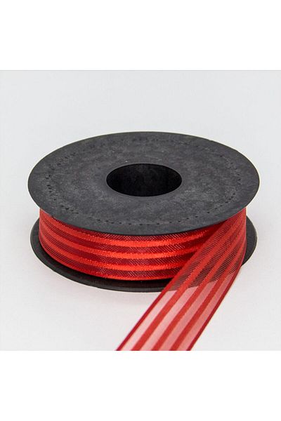 Hobigram Red 3 Striped Chiffon Ribbon 2.5cm 20 Meters Gift Wrapping Ornament Ribbon