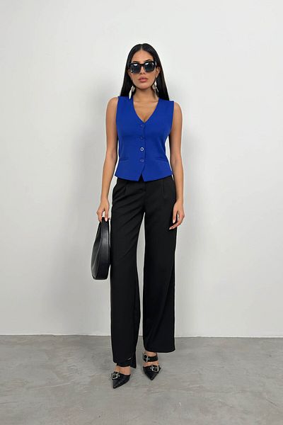 Black Fashion Saks Colorful Button Detailed Vest