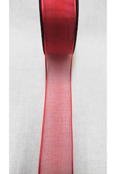 Hobigram Thick Chiffon Ribbon 4 cm Green Organized Red (3 Meters) Gift Packaging Smart Ribbon