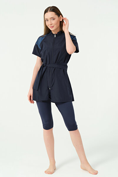 ALFASA Raglan Mesh Detailed Half Sleeve Half Covered Swimsuit