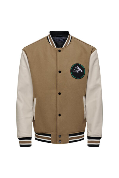 Only & Sons ONSJASON VARSITY JACKET OTW LIGHT BROWN