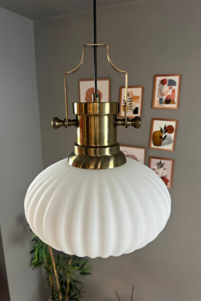 Bamyum Elegant Cam Beyaz Avize Silindir Eskitme Başlık Sarkıt Lamba Restoran Salon Aydınlatma