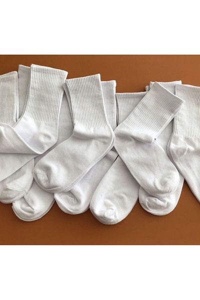 mcy butik 12 Pairs Unisex High Quality Sports White Socks