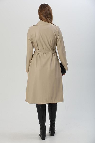 CALİENTE Belted Waist Buttoned Trench Coat Beige