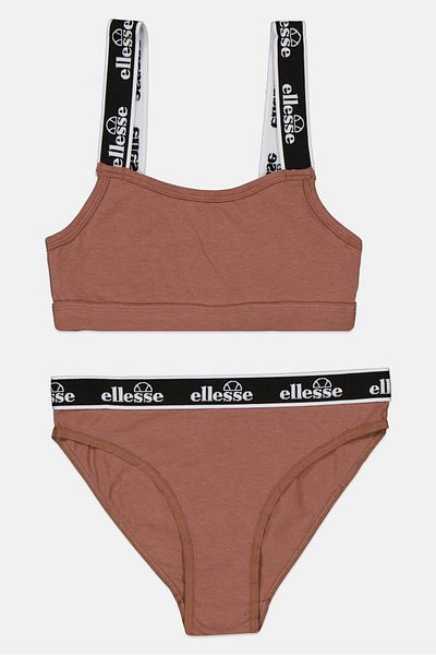 Ellesse Women 2 Pieces Non Padded Bralette And Underwear Set, Brown