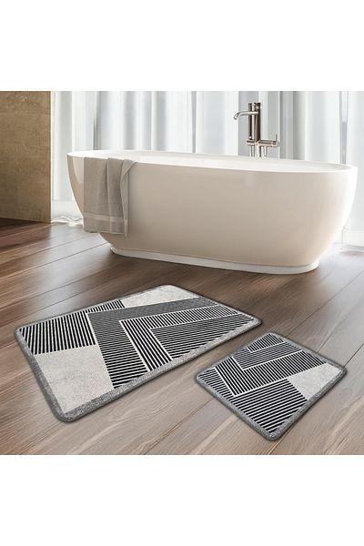miqna 2-tlg. Rutschfeste Badteppich Set, Waschbar (60X100 & 50X60 CM)