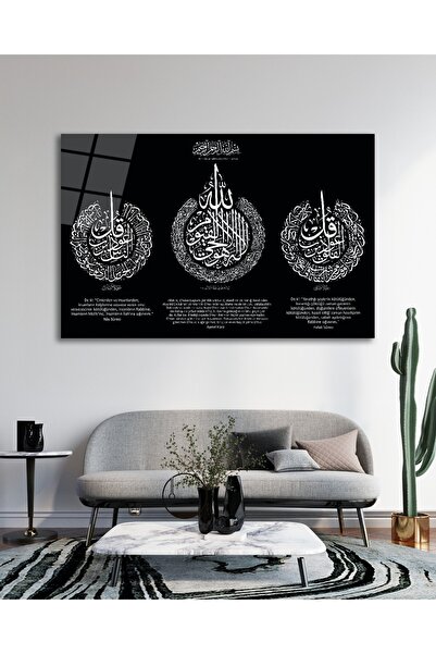 BestSanat Felak Suresi, Nas Suresi ve Ayetel Kürsi Cam Tablo
