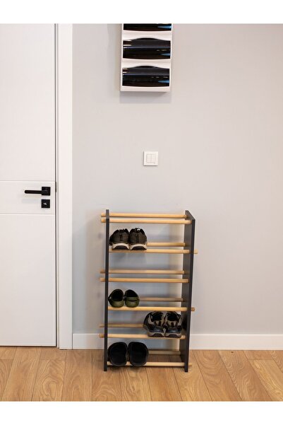 PEKA 5 Bölmeli Ayakkabılık Modern Çok Amaçlı Raf Dekoratif Ayakkabı Dolabı - Antrasit