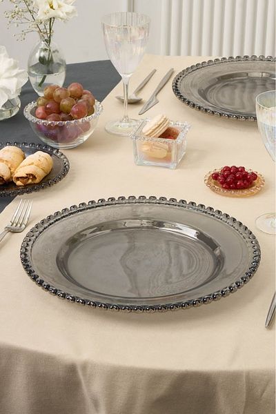 Karaca Gray 32 cm Rory Glass Plate
