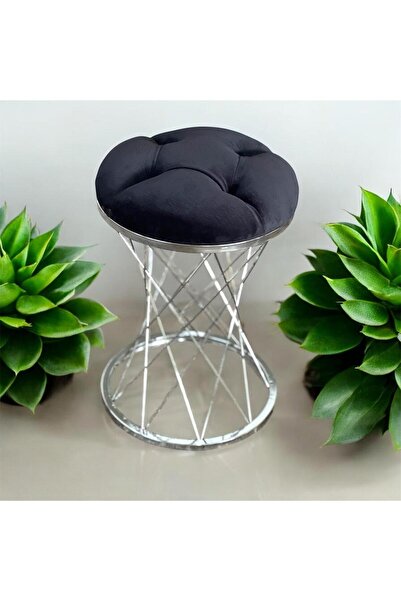 Mespaş MESPAŞ  Kapitoneli Metal Pota Ayaklı Silver Pota Puf Style 2025