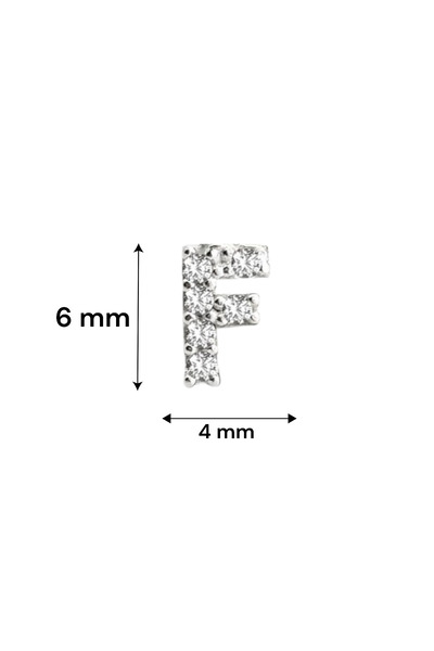 jelux silver Gümüş 925 Ayar Zirkon Taşlı F Harfli Tek Küpe